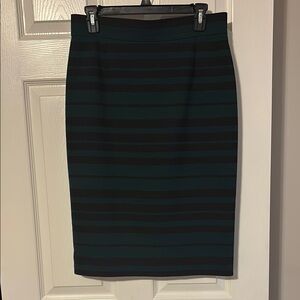 ANTONIO MELANI Green and Black Pencil Skirt Knee-Length